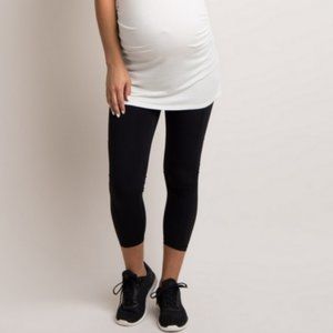 Pink Blush Black Maternity Cropped Pants Sz M